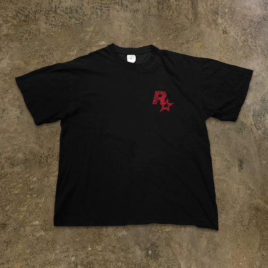 R Letter Print Balck T-shirt
