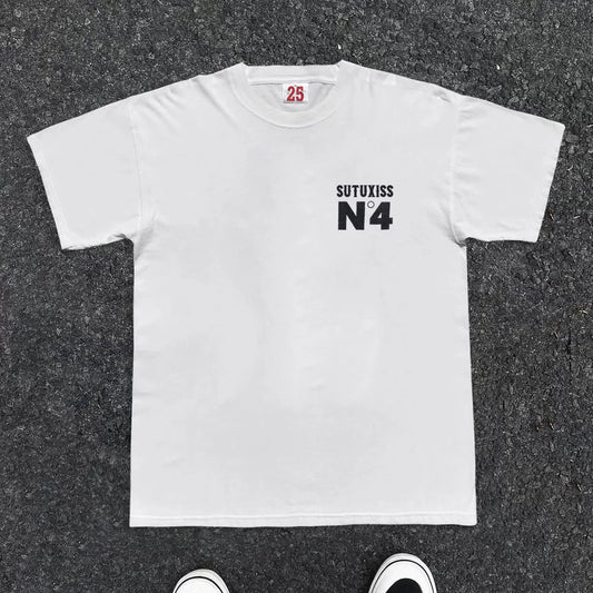 Pattern Print Cotton Short Sleeve T-shirt