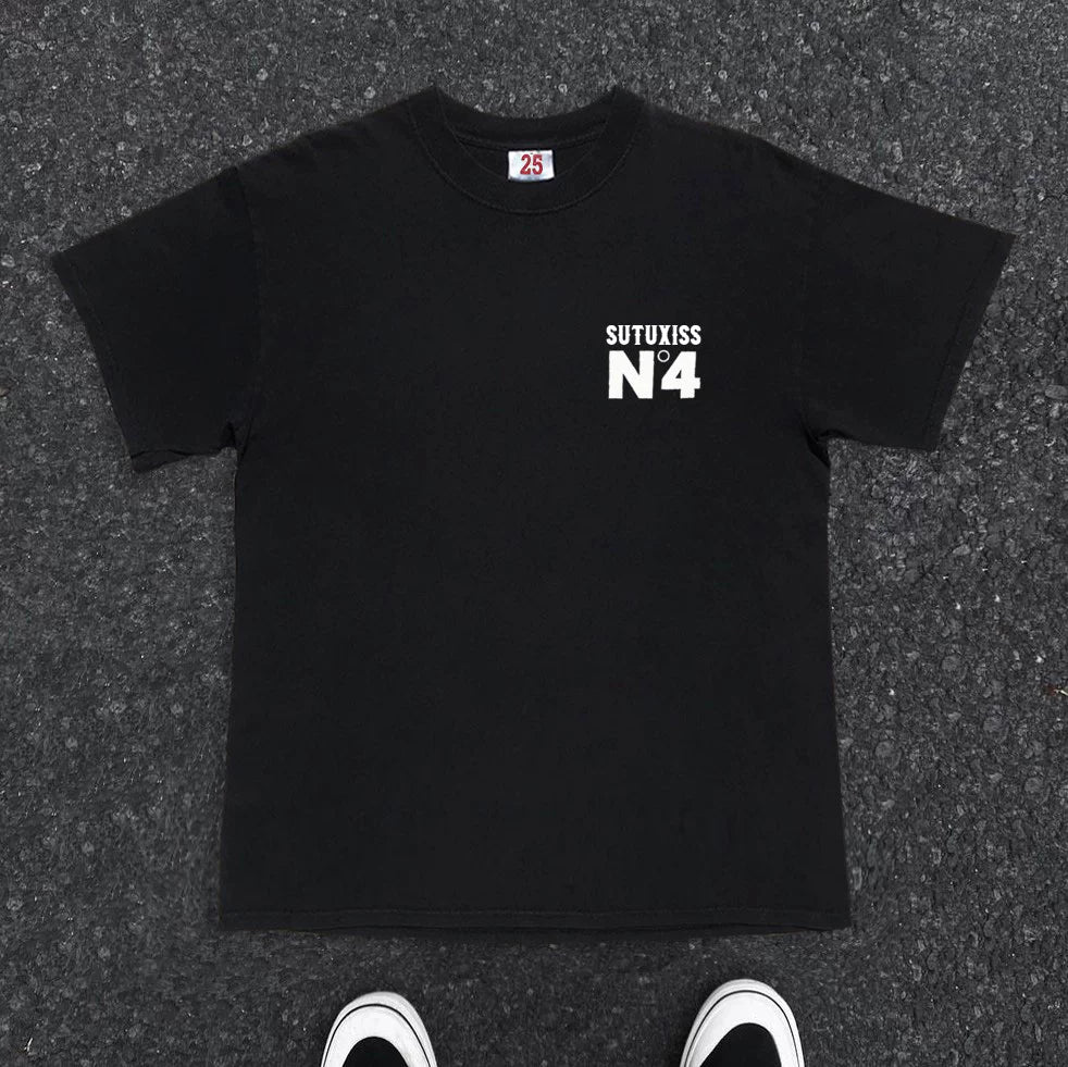 Pattern Print Cotton Short Sleeve T-shirt