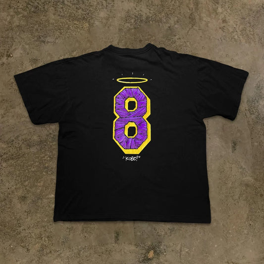 8 Print Black Cotton T-shirt