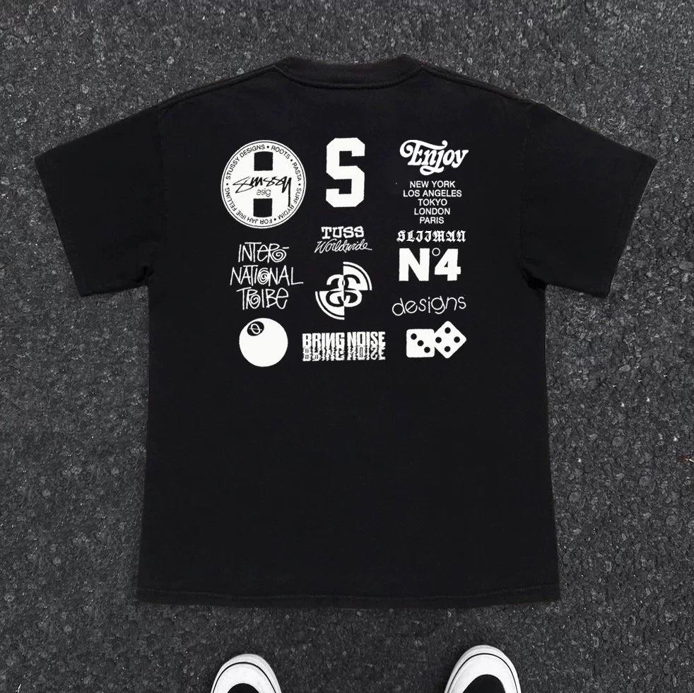 Pattern Print Cotton Short Sleeve T-shirt