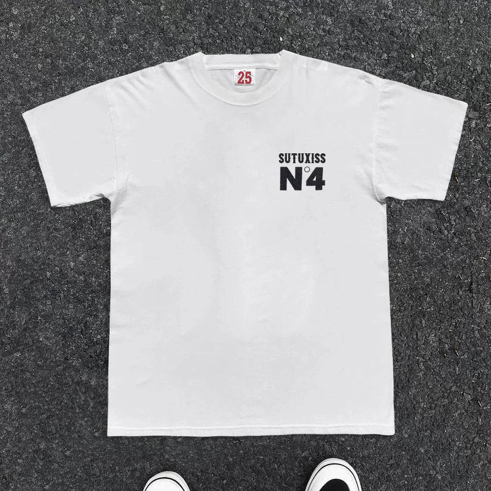 Pattern Print Cotton Short Sleeve T-shirt