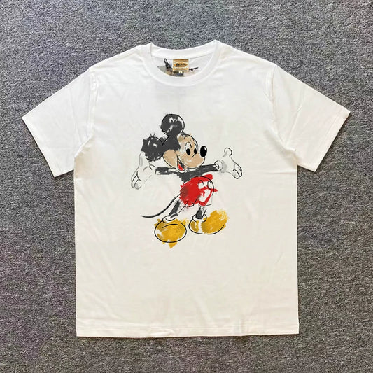 Cartoon Print White Cotton T-shirt